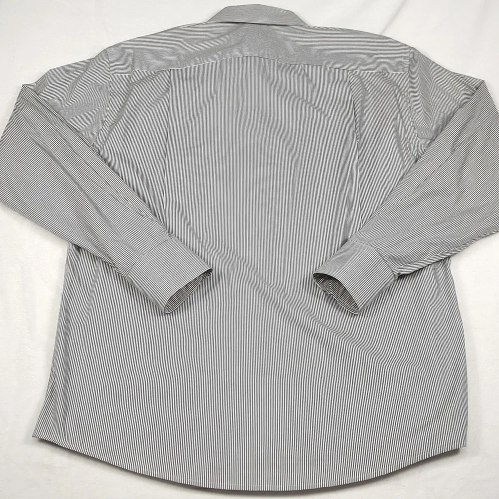Eton Striped Long‎ Sleeve Button-up Gray & White Mens Size 16.5 XL